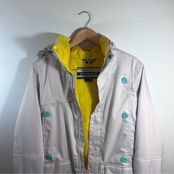 Special Blend Women's Liberty Snowboard Jacket Size Medium Cream Yellow Teal - Picture 2 of 16